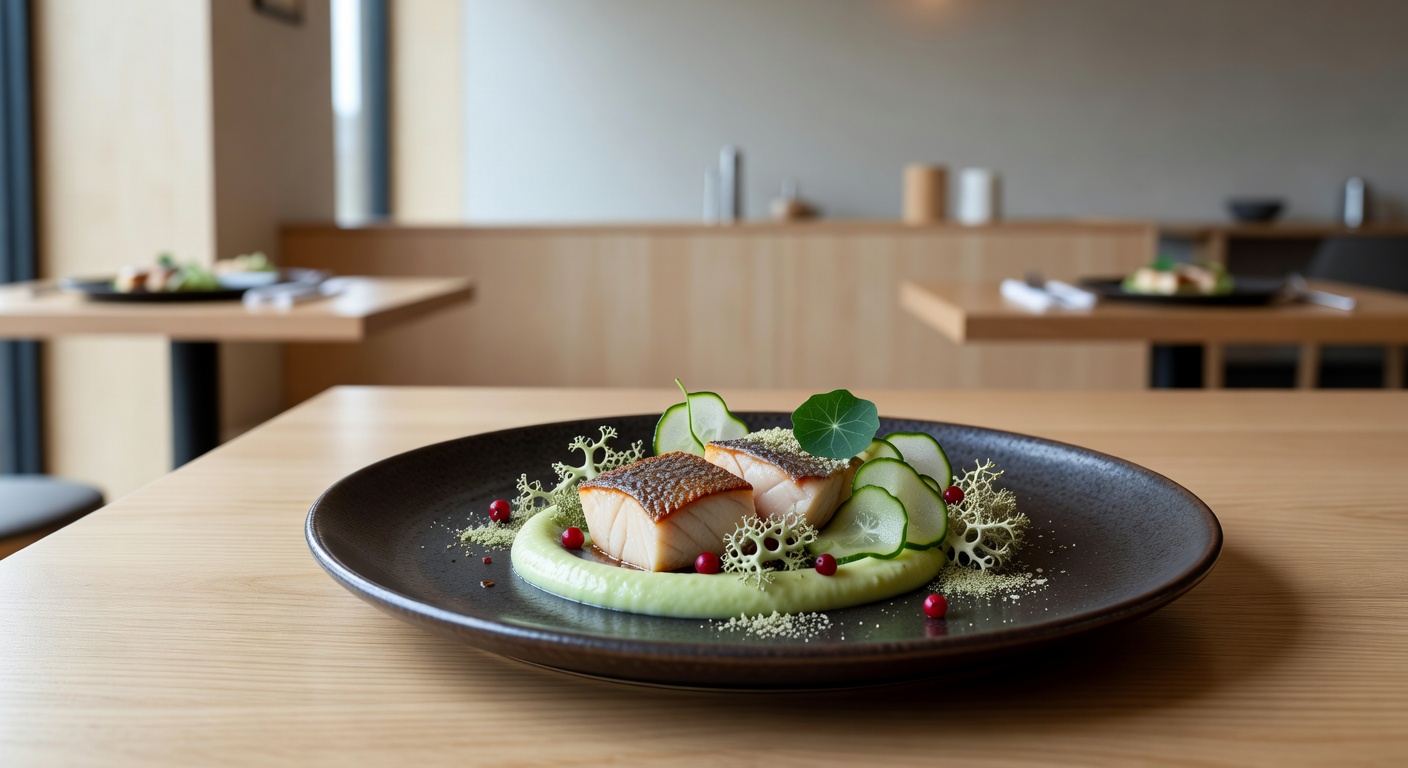Fine dining restaurant modern Nordic food plating presentation