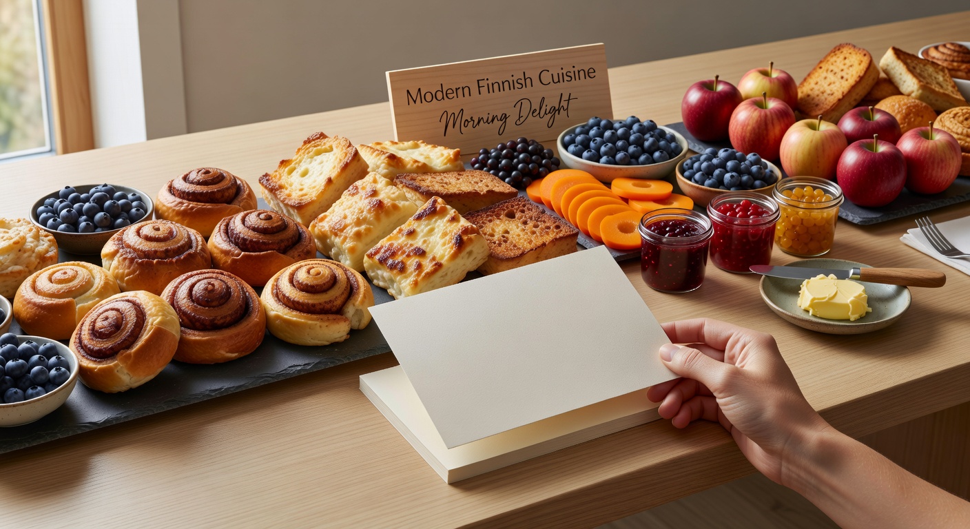 Rich breakfast buffet spread with fresh pastries and fruits