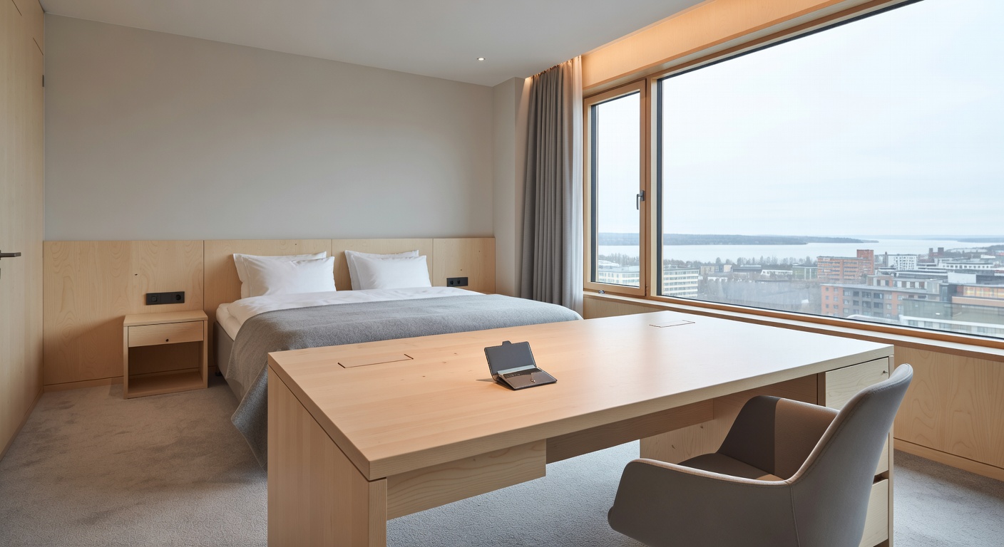 Superior spacious hotel room with work desk and large window